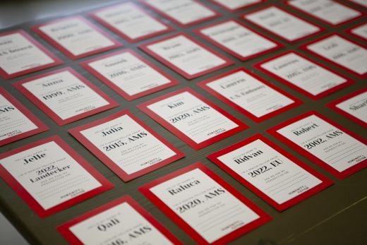 A grid of name tags